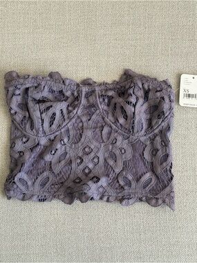 Free People Intimately Slate Lace Strapless Tube Top